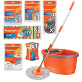 Home Cleaning Kit with Faster Spin Mop Bucket Refills Cloths Sponges Scourers Household Supplies Set