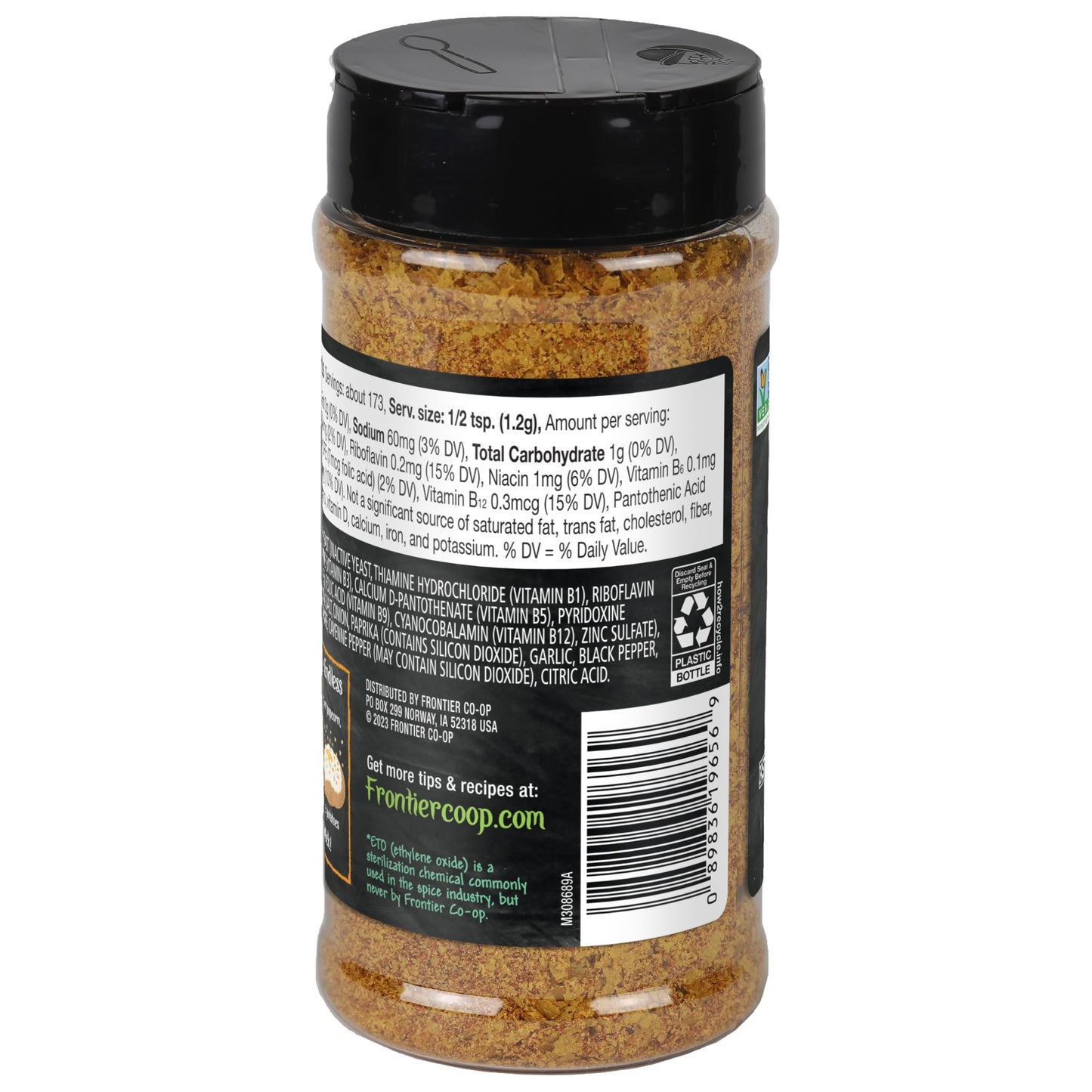 Frontier Co-op Nacho Spice Nutritional Yeast Blend with Vitamin B12, 7.30 oz - For Popcorn, Snacks, Pasta, and Soup