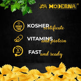 LA MODERNA, Bow Tie Corbata Pasta, 7 oz (Pack of 1) | Enriched Durum Wheat Semolina | Kosher, Non-GMO, Iron and Vitamin-Fortified | Classic Shape
