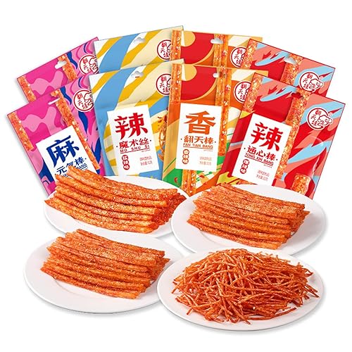 Authentic Sticks Latiao - Sweet and Spicy Traditional Gluten Noodles, Red Oil Chilli Mouthwatering Asian Snacks, Mixed Snack Gift Bags for Halloween