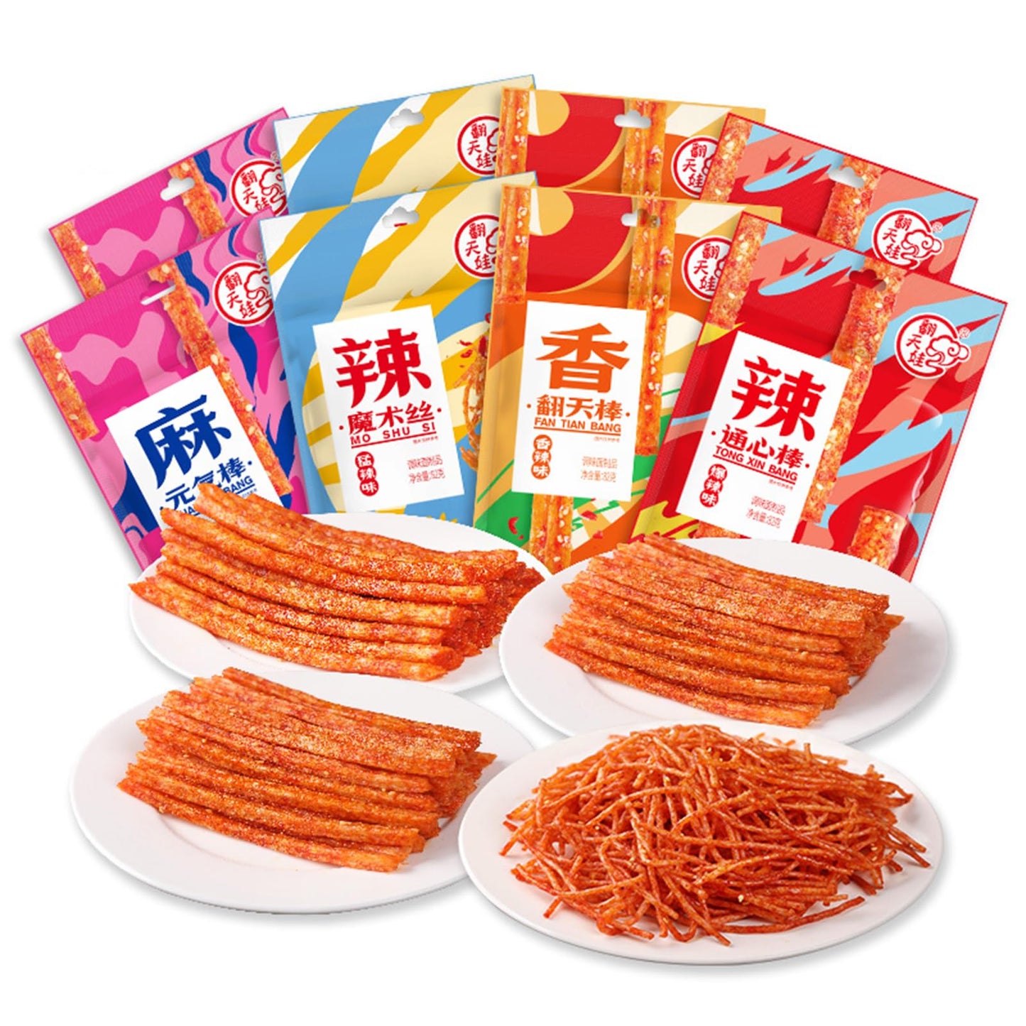 Authentic Sticks Latiao - Sweet and Spicy Traditional Gluten Noodles, Red Oil Chilli Mouthwatering Asian Snacks, Mixed Snack Gift Bags for Halloween