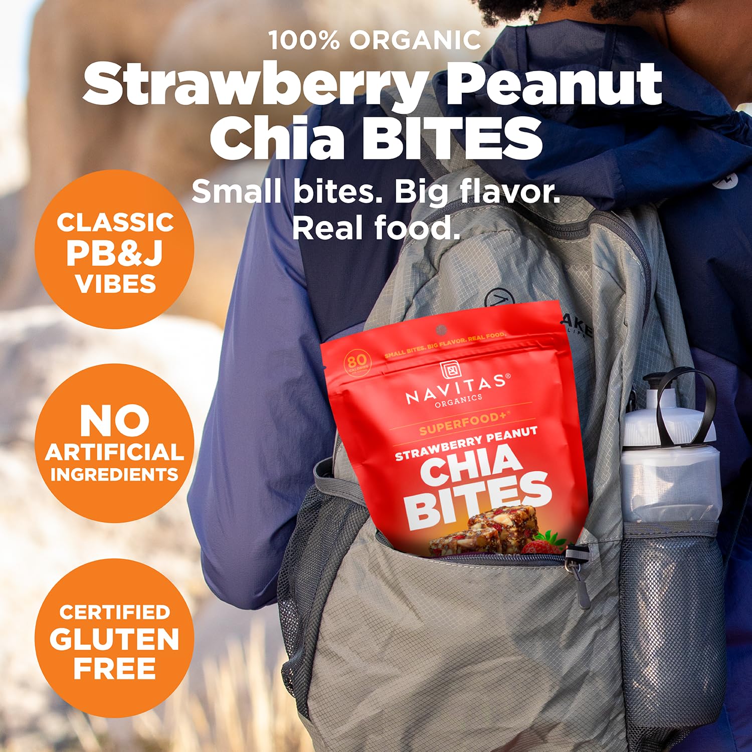Navitas Organics Strawberry Peanut Chia Superfood+ BITES - Power Snacks - All Natural Plant Based - Clean Energy & Nutrition - USDA Organic, Non GMO
