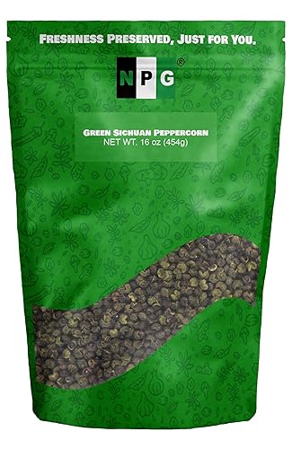 NPG Premium Sichuan Green Peppercorns 16 Oz, Authentic Whole Peppercorns, Mouth-Numbing Spice, Strong Pepper Szechuan Corns Flavor, Essential