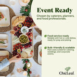 Chic Leaf Compostable Palm Leaf Serving Trays, 10x14 Inch Rectangular Disposable Platters for Charcuterie, Parties, and Catering, Heavy-Duty Microwave