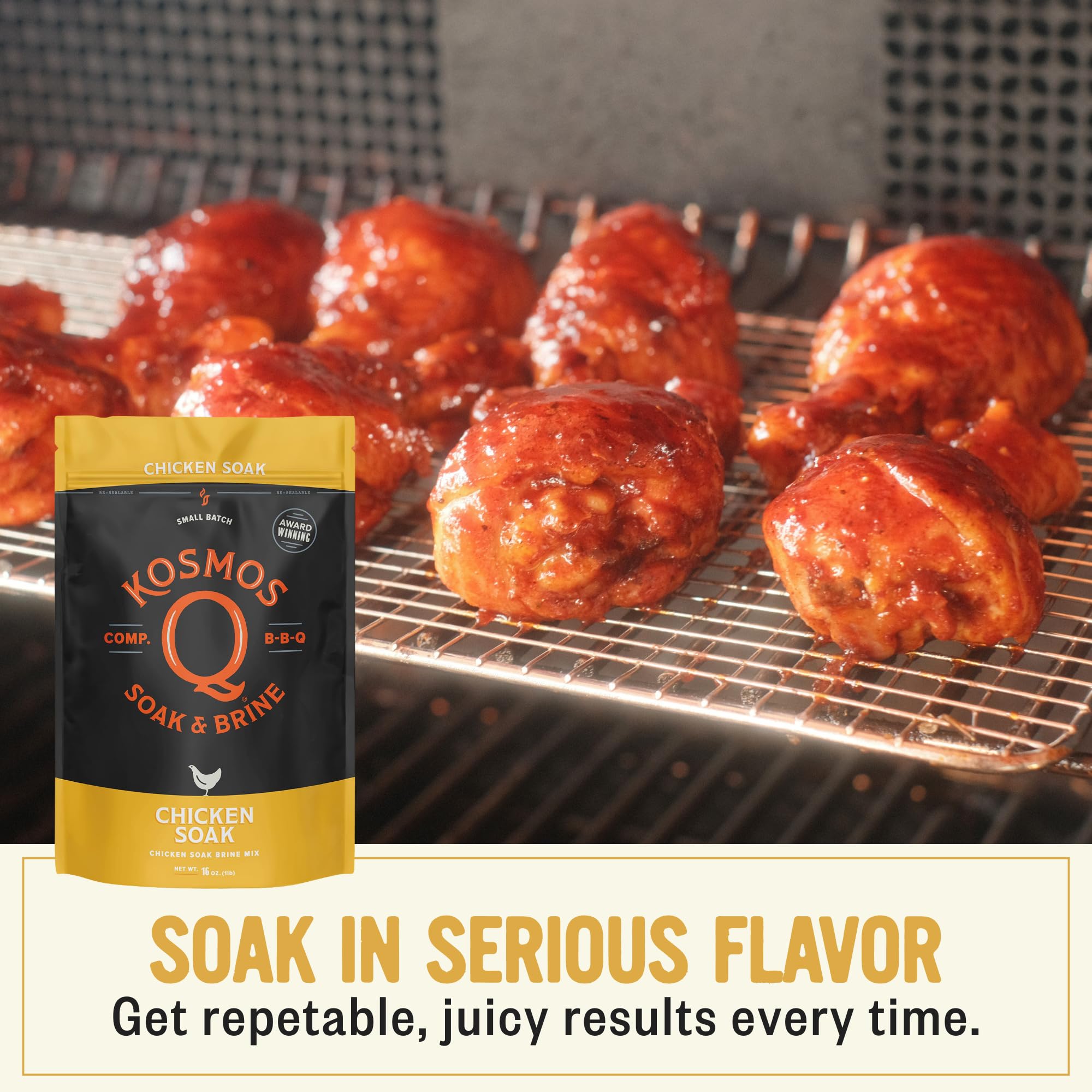 Kosmos Q Chicken Brine Soak, Brown Sugar & Worcestershire Spice Mix For Whole Bird, Breasts, Tenderloins, Grilling, Roasting, Smoking, Locks In