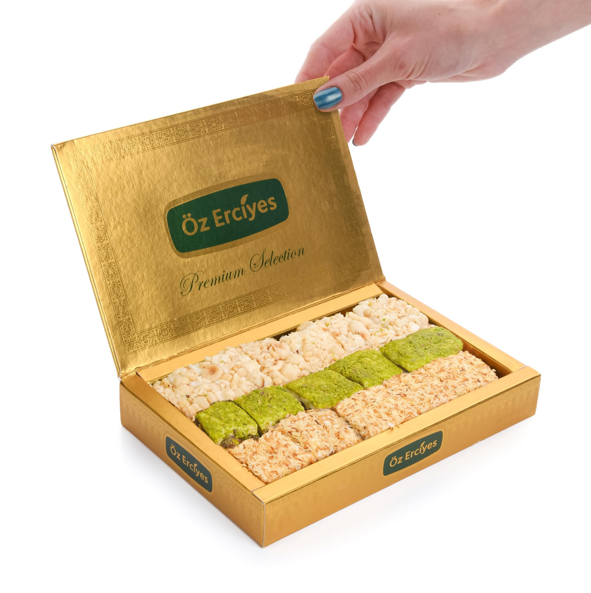 Baklava Style Turkish Delight - Chocolate, Hazelnut Cream & Pistachio Candy, Gourmet Turkish Sweets Box, Lokum Dessert, Dulces Turcos, 17.6 oz (500g)