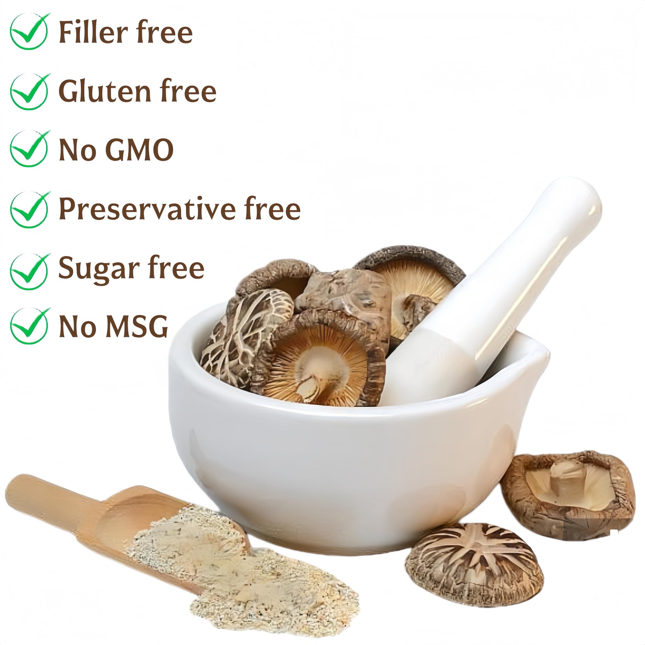 Shiitake Mushroom Powder, 7.05 oz (200g) - 100% Natural Umami food for Broth, Soup, Mushroom Coffee, Ramen & Sauces | No Salt, No MSG, Vegan