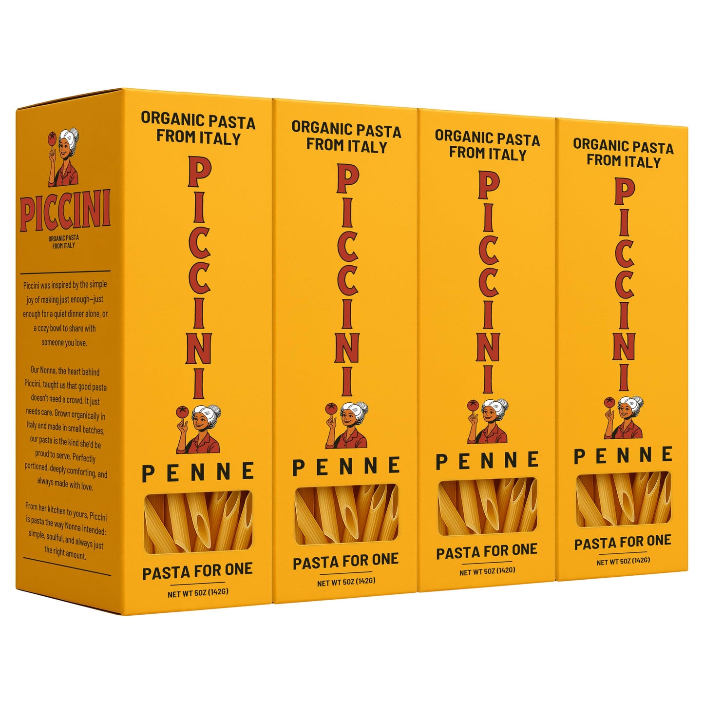 Piccini Organic Penne Pasta for One - High-Protein (20g per box) Single-Serve Italian Pasta Packs | 100% Organic Durum Wheat | Imported from Italy |