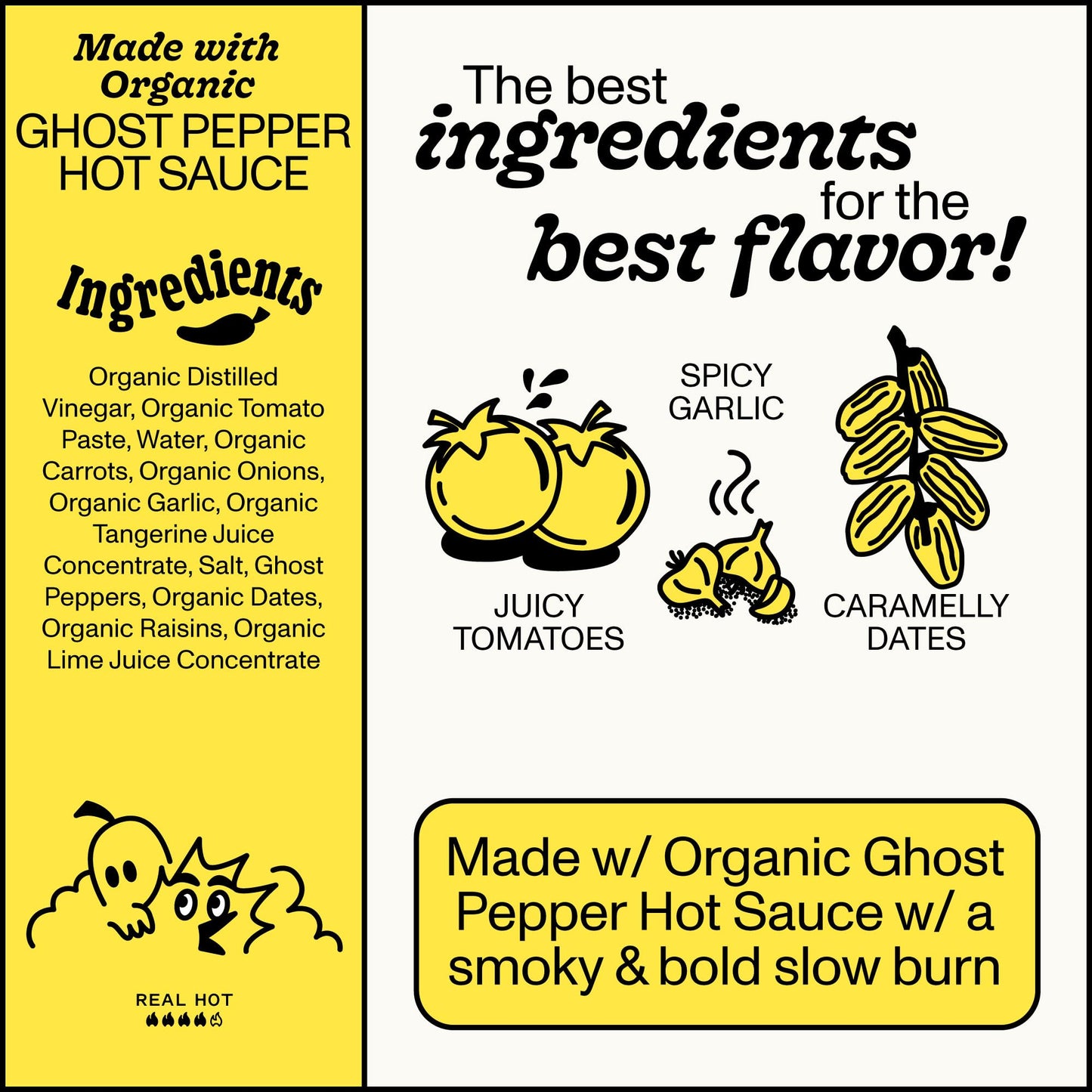 Yellowbird® Made w/ Organic Ghost Pepper Hot Sauce 9.8 oz. Pantry Size (Real Hot | 1 Bottle | Made w/ Organic Tomatoes, Garlic, & Dates)