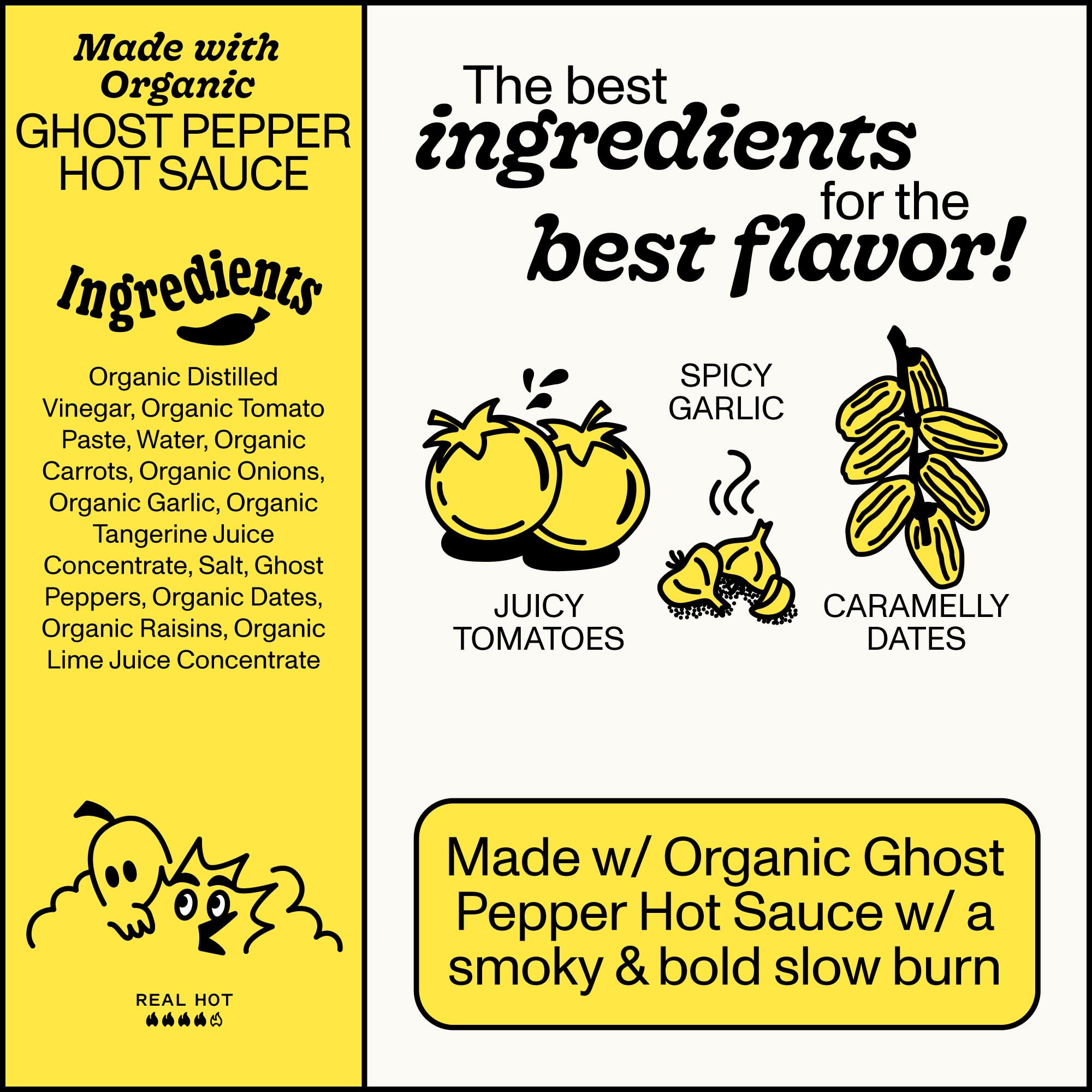 Yellowbird® Made w/ Organic Ghost Pepper Hot Sauce 9.8 oz. Pantry Size (Real Hot | 1 Bottle | Made w/ Organic Tomatoes, Garlic, & Dates)