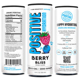 Positive Hydration Berry Bliss | 12-oz Cans (12-Pack) | Zero-Calorie Electrolyte Drink with Essential Vitamins, Calcium, and Hydration Support