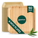 EPORIUM 8 Inch Square Palm Leaf Plates (50-Pack) I Compostable Disposable Dinnerware | Premium Quality I Eco-Friendly Plates Sustainable Heavy Duty