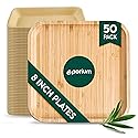 EPORIUM 8 Inch Square Palm Leaf Plates (50-Pack) I Compostable Disposable Dinnerware | Premium Quality I Eco-Friendly Plates Sustainable Heavy Duty