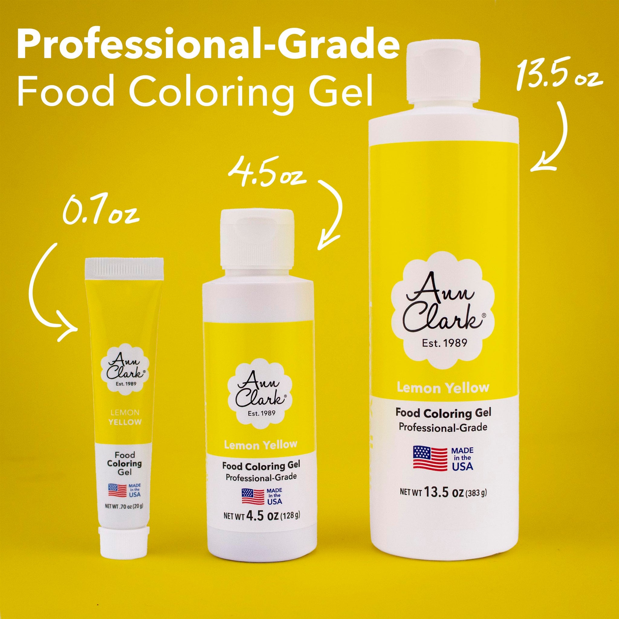 Ann Clark Lemon Yellow Food Coloring Gel .70 oz. Professional Grade Made in USA