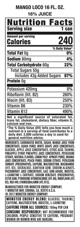 Monster Energy Juice Monster Mango Loco, Energy Drink, 16 Ounce