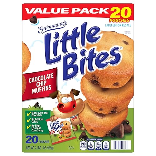(Value Pack) Little Bites Chocolate Chip Muffins, 20 individual packs, (4 ct each), Mini Muffins, 33 oz Multipack