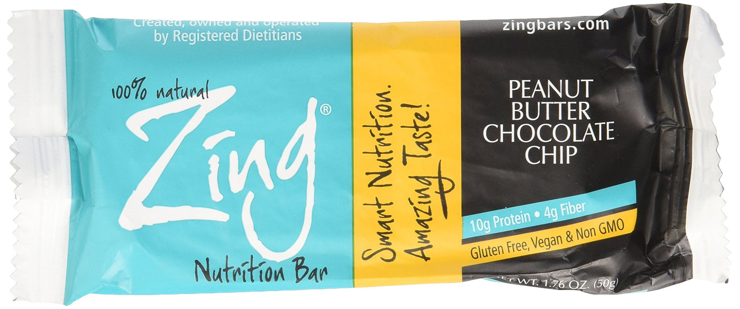 Zing Peanut Butter and Chocolate Chip Gluten Free Bars, 1.76-Ounce (Pack of 6)