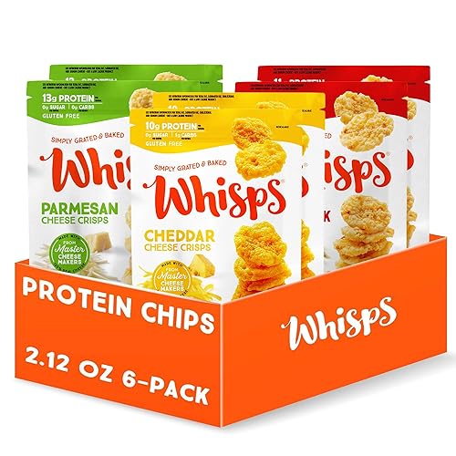 Whisps Cheese Crisps Variety Pack | Protein Chips | Healthy Snacks | Protein Snacks, Gluten Free, High Protein, Low Carb Keto Food | Parmesan, Cheddar