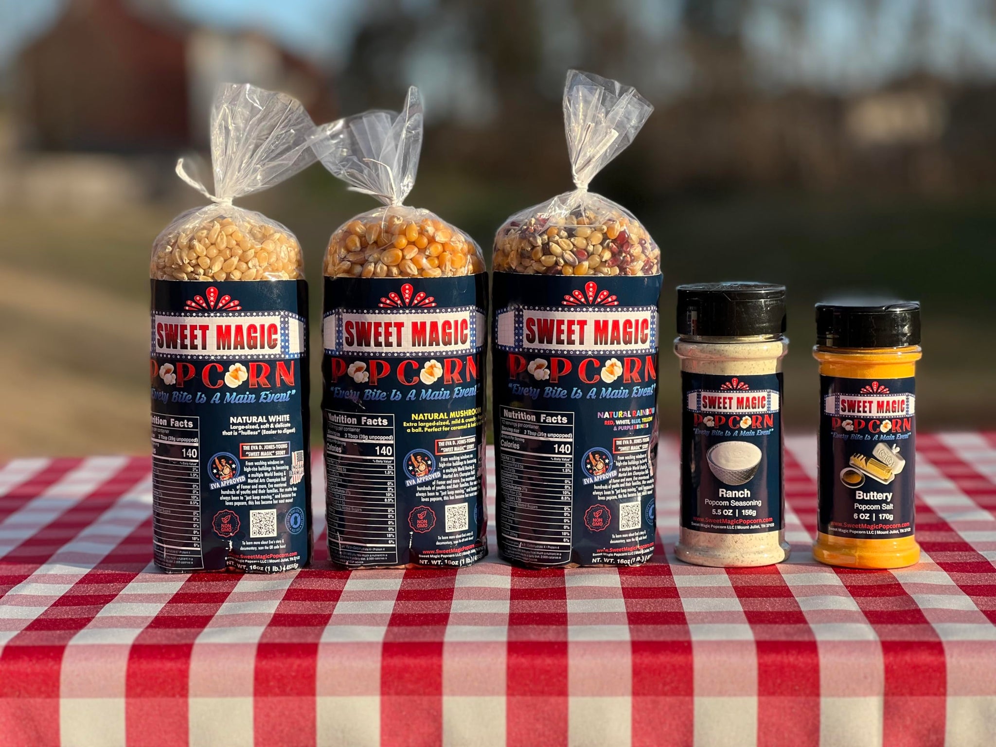 Sweet Magic Popcorn "The Western Package" - Kernels and Seasonings Variety Pack (set of 5) - 3 Non-GMO 16oz Popcorn Kernel Bags (White