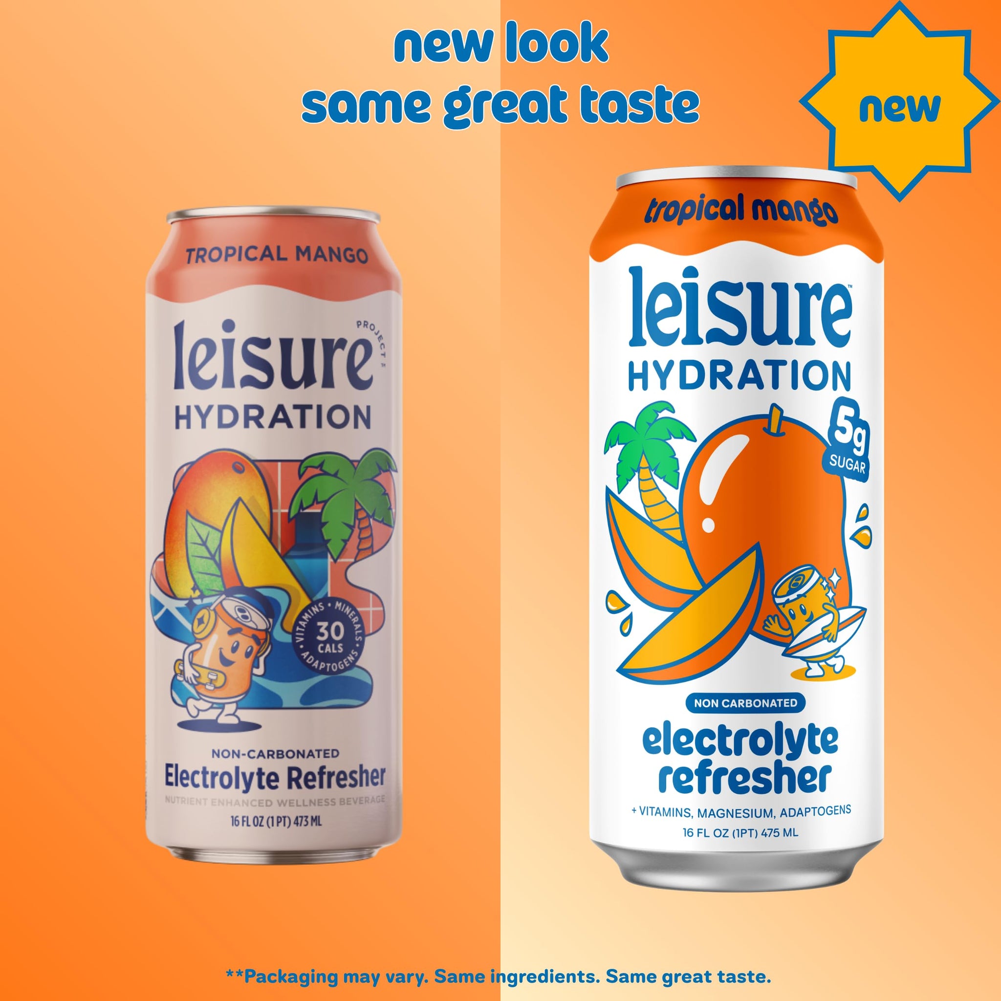 Leisure Hydration Non-Carbonated Electrolyte Refresher, Tropical Mango Flavor - Low Sugar Nutrient Enhanced Water Beverage - Get The Best Hydration