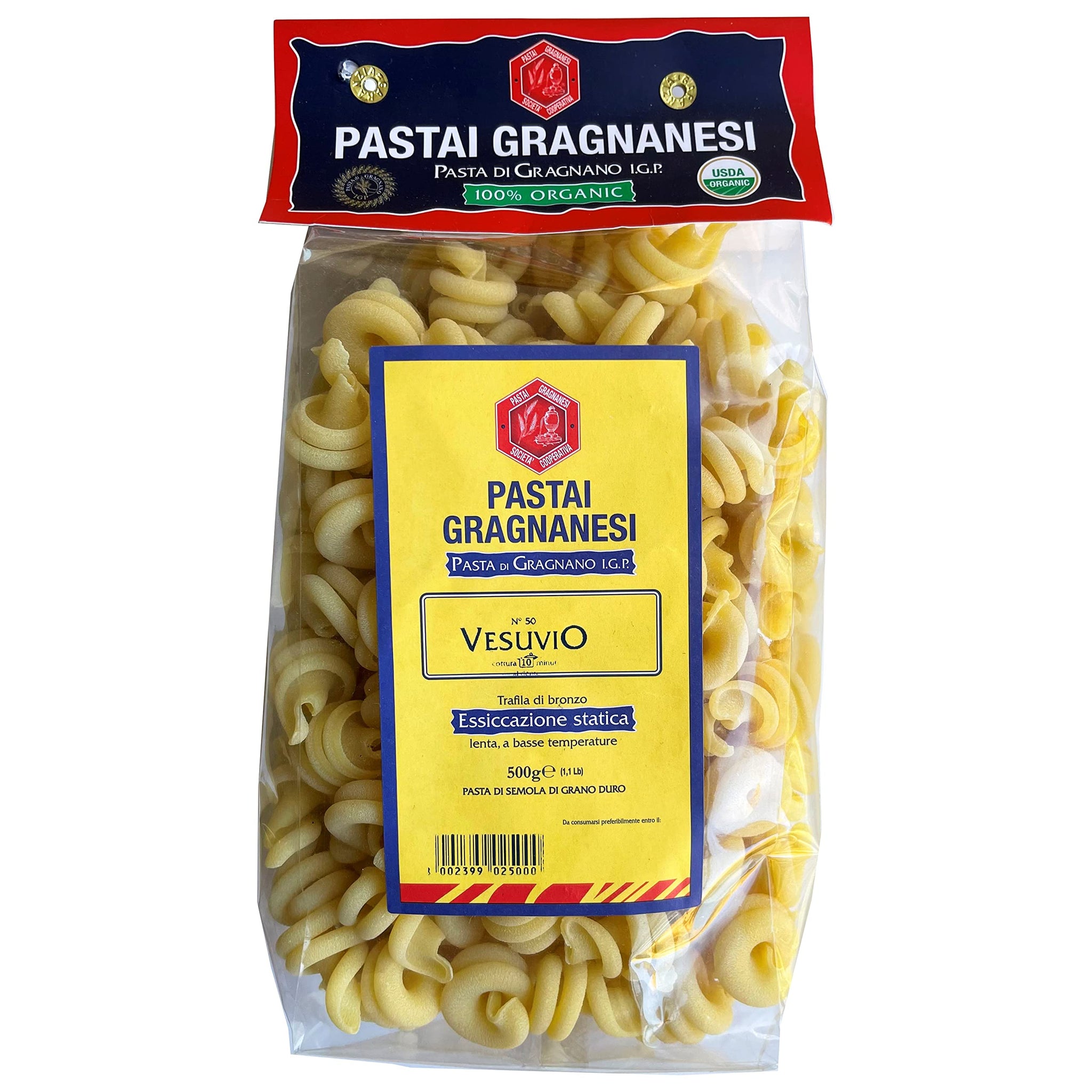 Vesuvio Organic Italian Pasta di Gragnano I.G.P. | Pastai Gragnanesi | USDA Certified Organic| 17.6oz (500g) (Pack of 4)