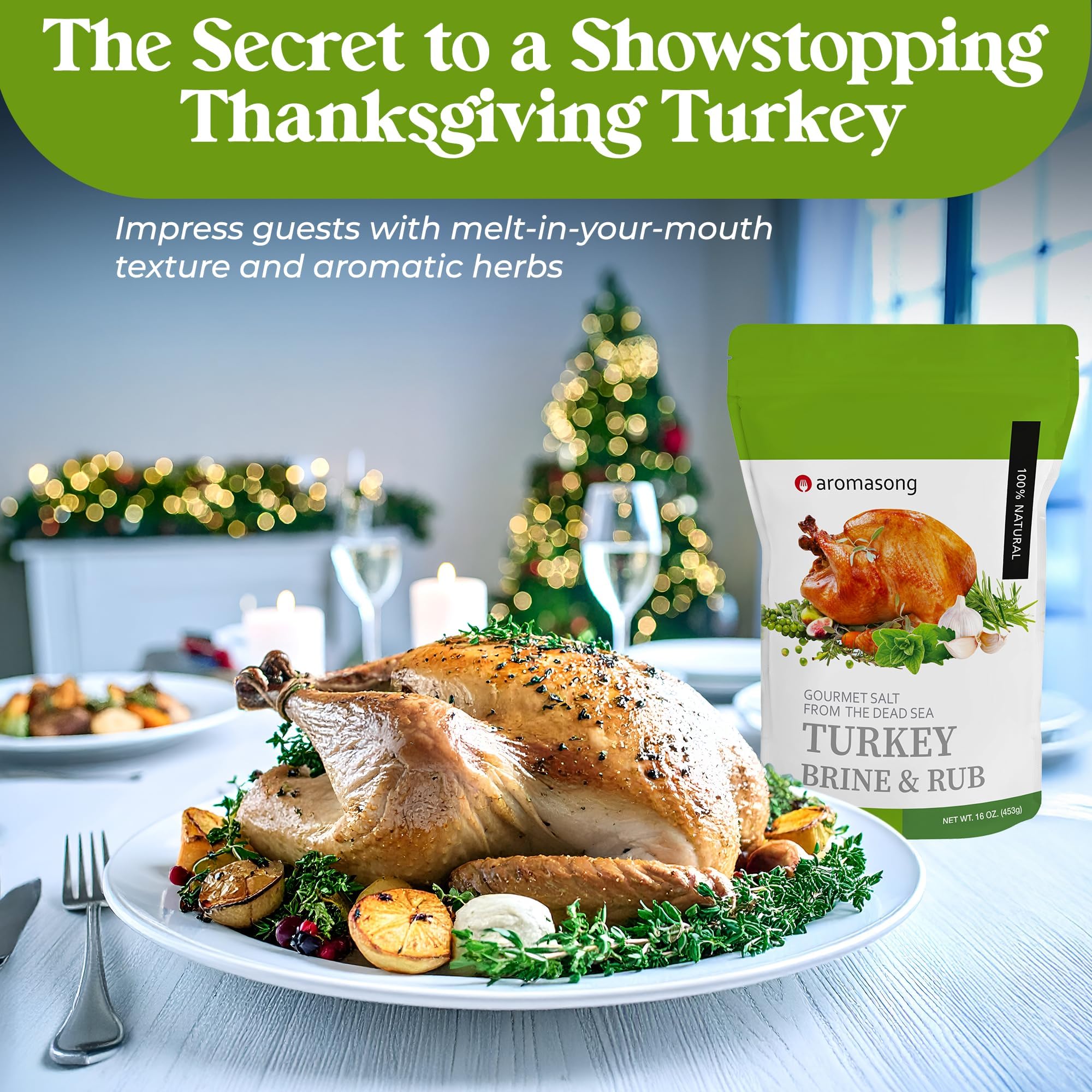 Aromasong Turkey Brine - 100% Natural - 2 LB Pack of 2 (Total of 4 LB) - For Wet & Dry Brining. (Herbs De Provence seasoning) (4 LB)