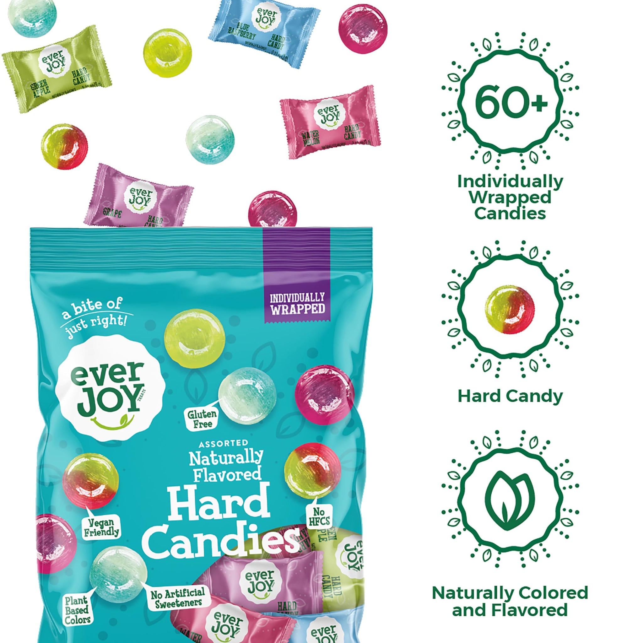 EverJoy Fruit Hard Candy Assortment, Naturally Flavored, Individually Wrapped Hard Candy Mix, 7 oz Bag (Pack of 1)