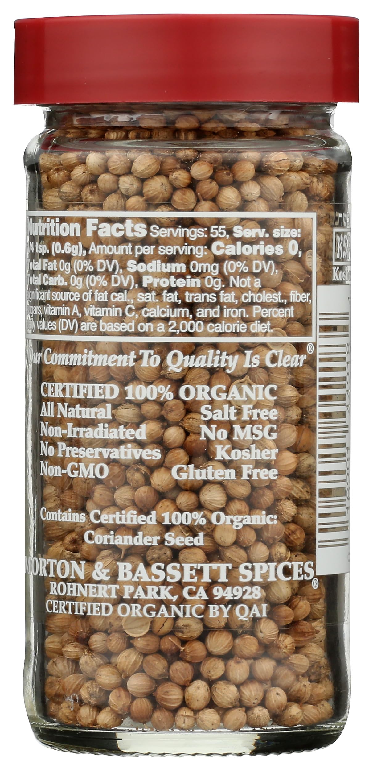 Morton & Bassett Organic Coriander Seed, 1.2 OZ