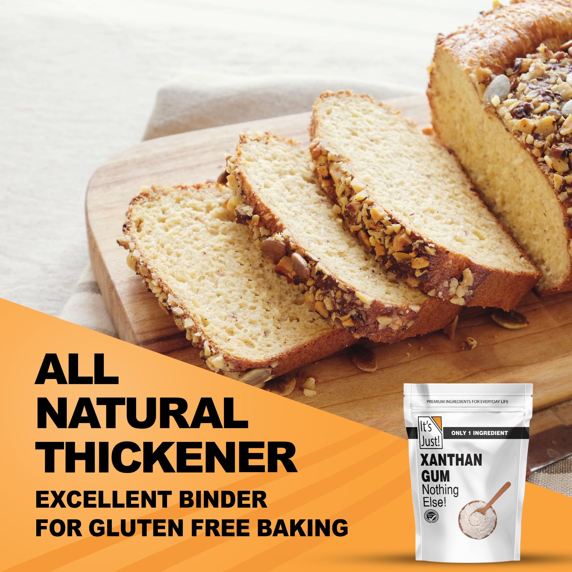 It's Just - Xanthan Gum, 8oz, Batch Tested Gluten Free, Keto Baking, Non-GMO, Thickener for Sauces, Soups, Dressings, Packaged in USA