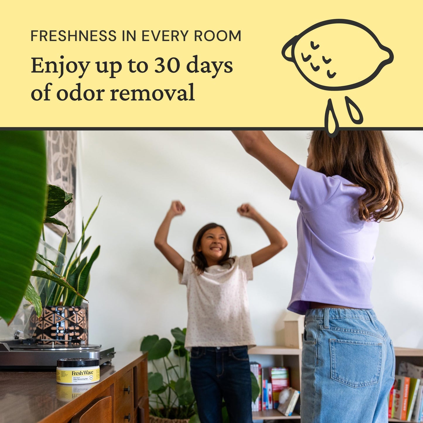 Fresh Wave Lemon Odor Removing Gel, 7 oz., Pack of 3 - Safer Odor Absorbers for Home, Natural Plant-Based Odor Eliminator, Every 7 oz. lasts 15-30