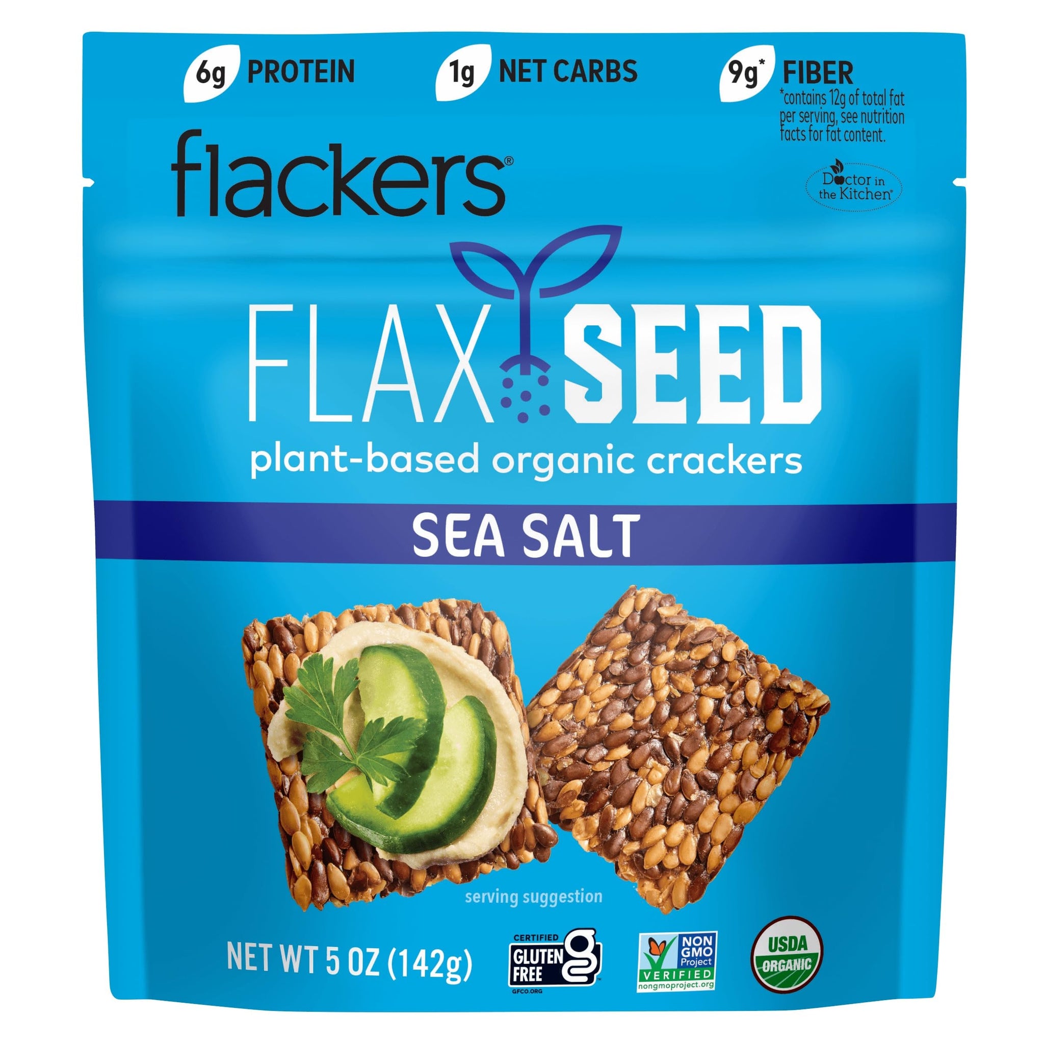 Doctor In The Kitchen Cracker Sea Salt Flacker 5oz (Pack of 12)