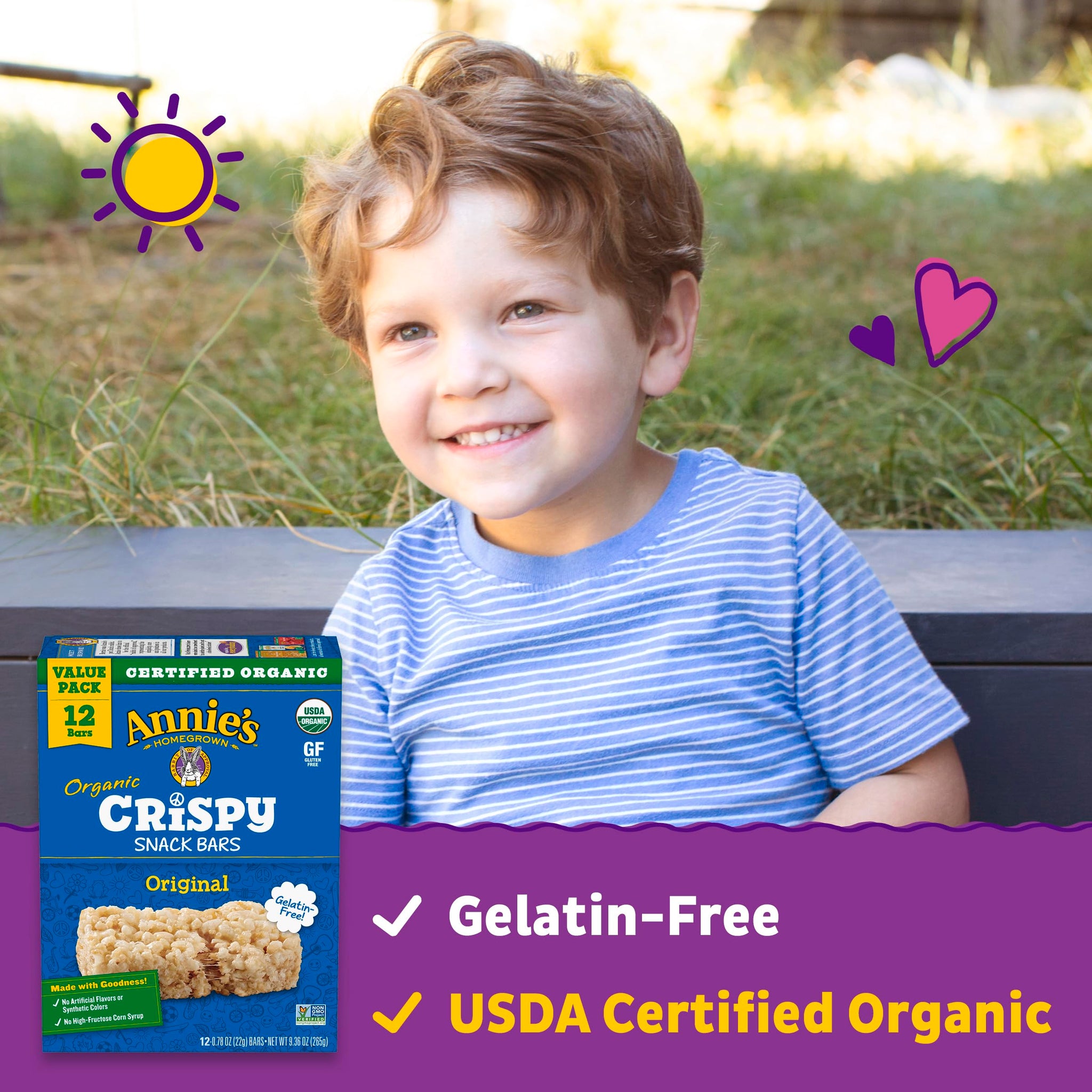 Annie's Organic Original Crispy Snack Bars, Gluten Free, Value Pack, 12 Bars, 9.36 oz