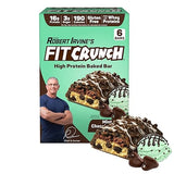 FITCRUNCH Snack Size Protein Bars, Designed by Robert Irvine, 6-Layer Baked Bar, 3g of Sugar, Gluten Free & Soft Cake Core (6 Bars, Mint Chocolate