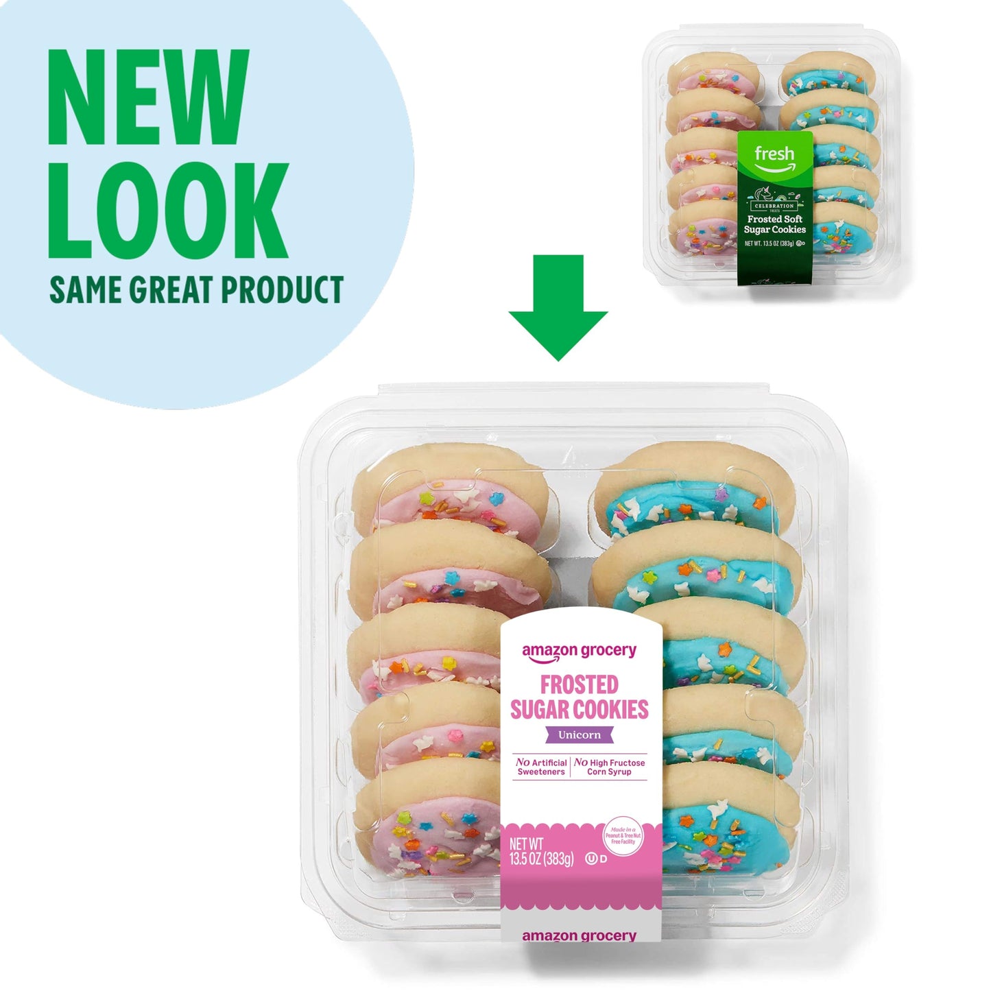 Amazon Grocery, Unicorn Frosted Sugar Cookies, 13.5 oz, 10 ct (Previously Amazon Fresh, Packaging May Vary)