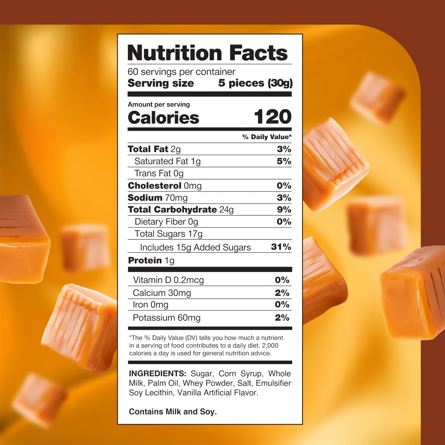 Caramel Candy - 4 Pound Pack - Creamy Caramels Individually Wrapped - Chewy Candy for Office Bowls, Gifting, Snacking & Baking - Classic Vanilla Cubes