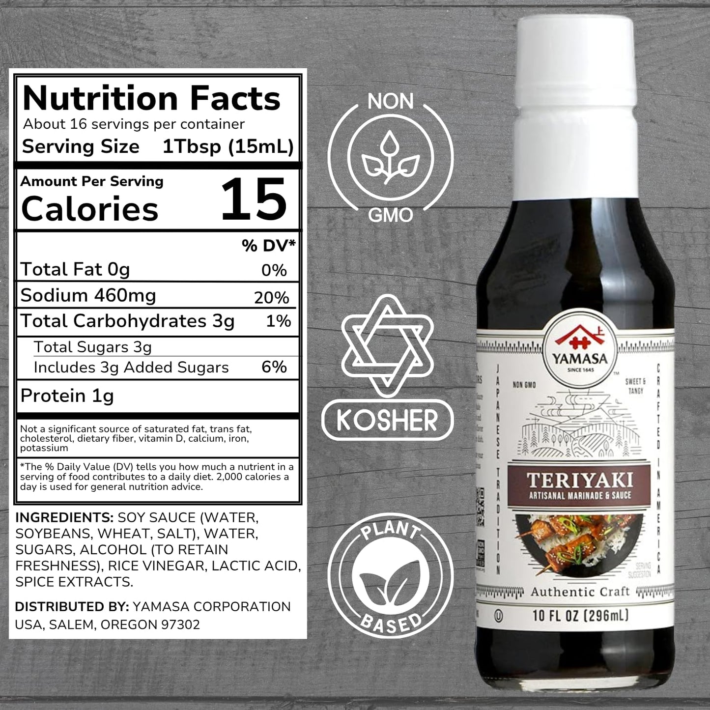 Yamasa, Artisanal Teriyaki Marinade & Sauce, Non-GMO, 10fl oz