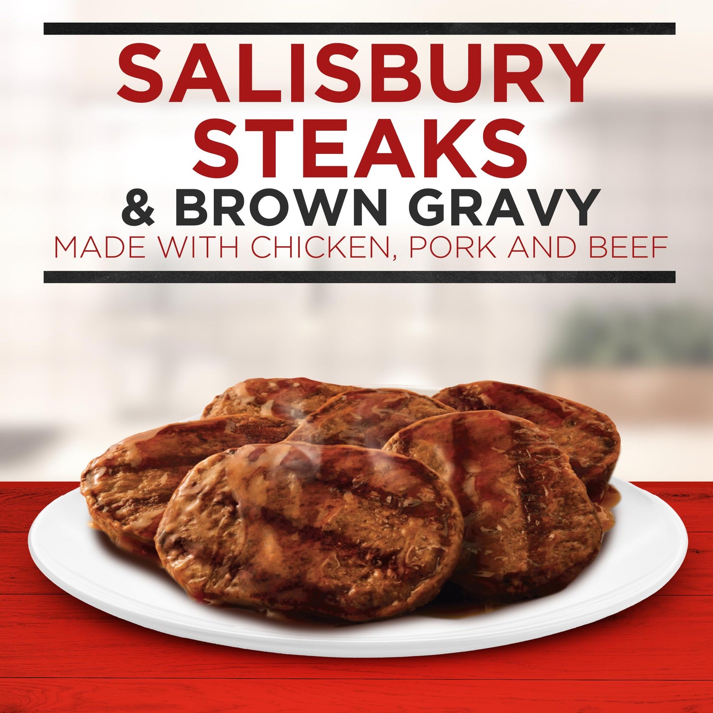 Banquet Family Size Salisbury Steaks and Brown Gravy, Frozen Meal, 27 OZ
