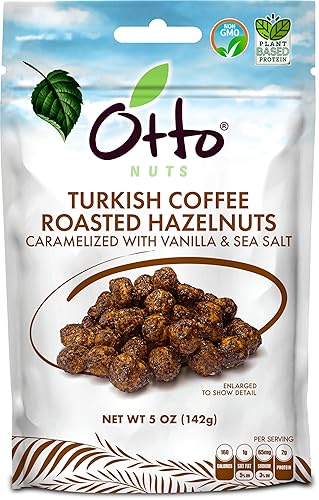 Otto Nuts - Turkish Coffee Roasted Hazelnuts, Non-GMO Naturally Vegan Snack, Good Source of Protein | 5 OZ with Resealable Bag
