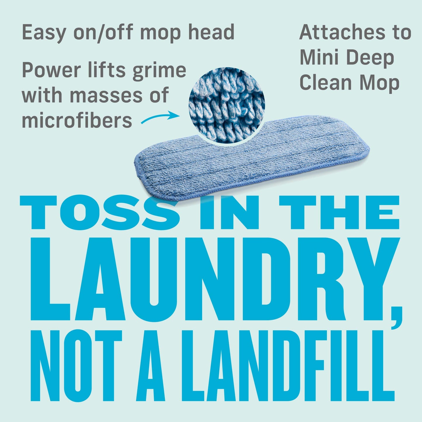 E-Cloth Mini Deep Clean Mop Head, Microfiber Mop Head Replacement for Floor Cleaning, Great for Hardwood, Laminate, Tile and Stone Flooring, Washable