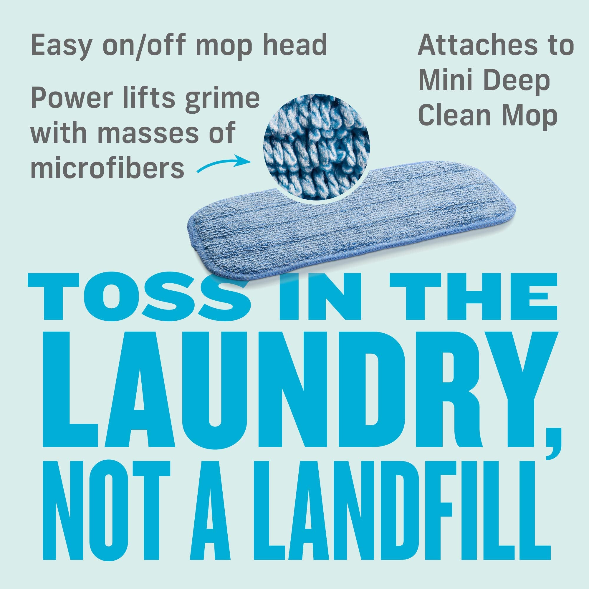 E-Cloth Mini Deep Clean Mop Head, Microfiber Mop Head Replacement for Floor Cleaning, Great for Hardwood, Laminate, Tile and Stone Flooring, Washable