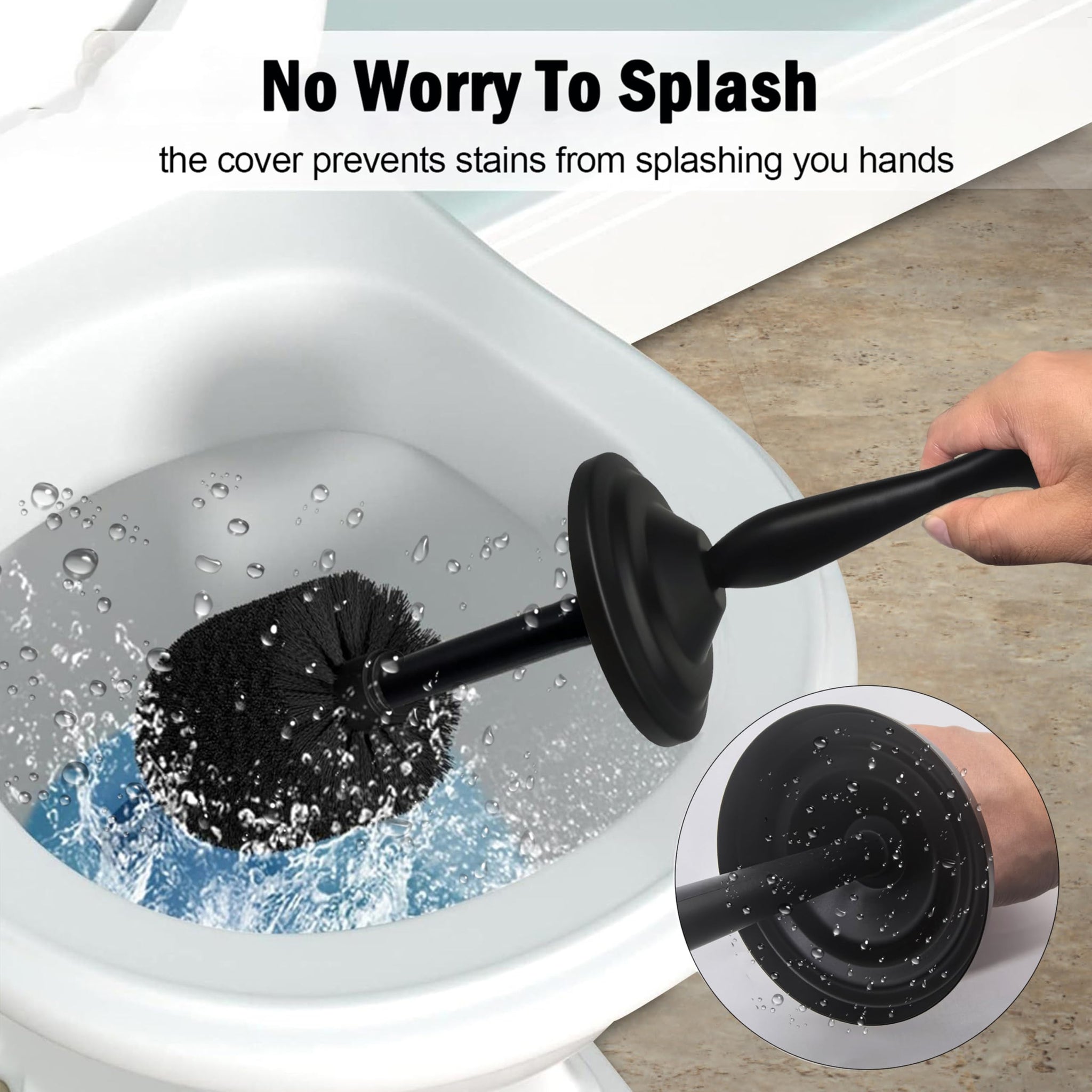 Indecor Home Matte BlackToilet Bowl Brush with Holder, Durable Bathroom Cleaning Tool, Modern Design for Easy Toilet Maintenance, Bathroom Cleaner
