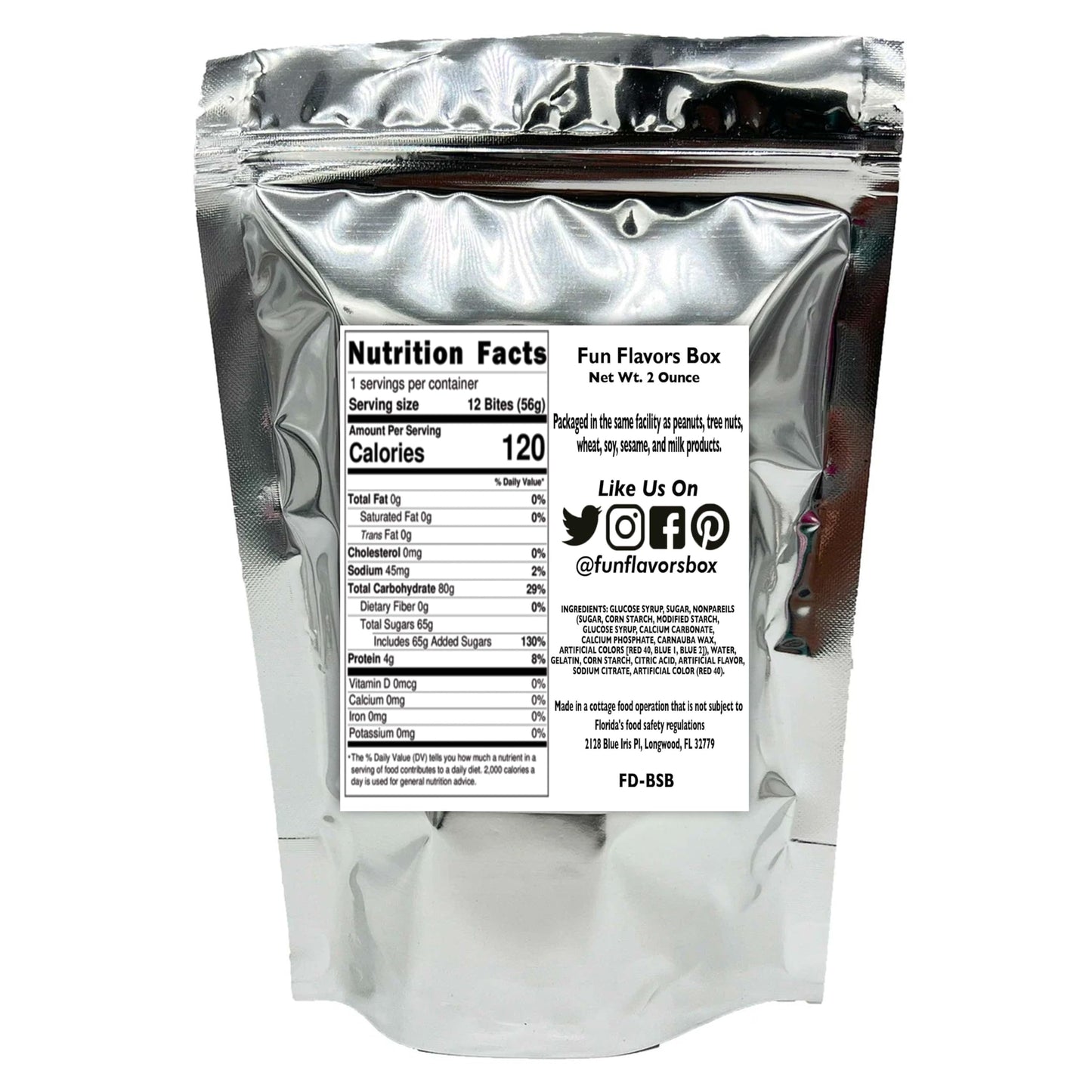 Fun Flavors Box Freeze Dried Candy Berry Space Balls, Black and Red Berry Gummies Unique Exotic Crunch Snack Treats, 2oz
