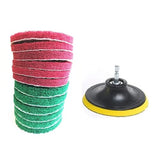 HUAWELL Drill Powered Brush Tile Scrubber Scouring Pads Cleaning Kit, 2 Different Stiffness, Disc Pad Holder with 12 Scrubbing Pads, Cleans Large Flat