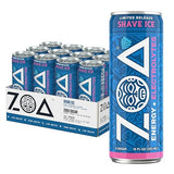 ZOA Sugar Free Energy Drink with Electrolytes, Blue Raspberry Shave Ice, Vitamin C, B Vitamins + Amino Acids, 160 mg Green Tea Caffeine, Zero Sugar