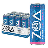 ZOA Sugar Free Energy Drink with Electrolytes, Blue Raspberry Shave Ice, Vitamin C, B Vitamins + Amino Acids, 160 mg Green Tea Caffeine, Zero Sugar