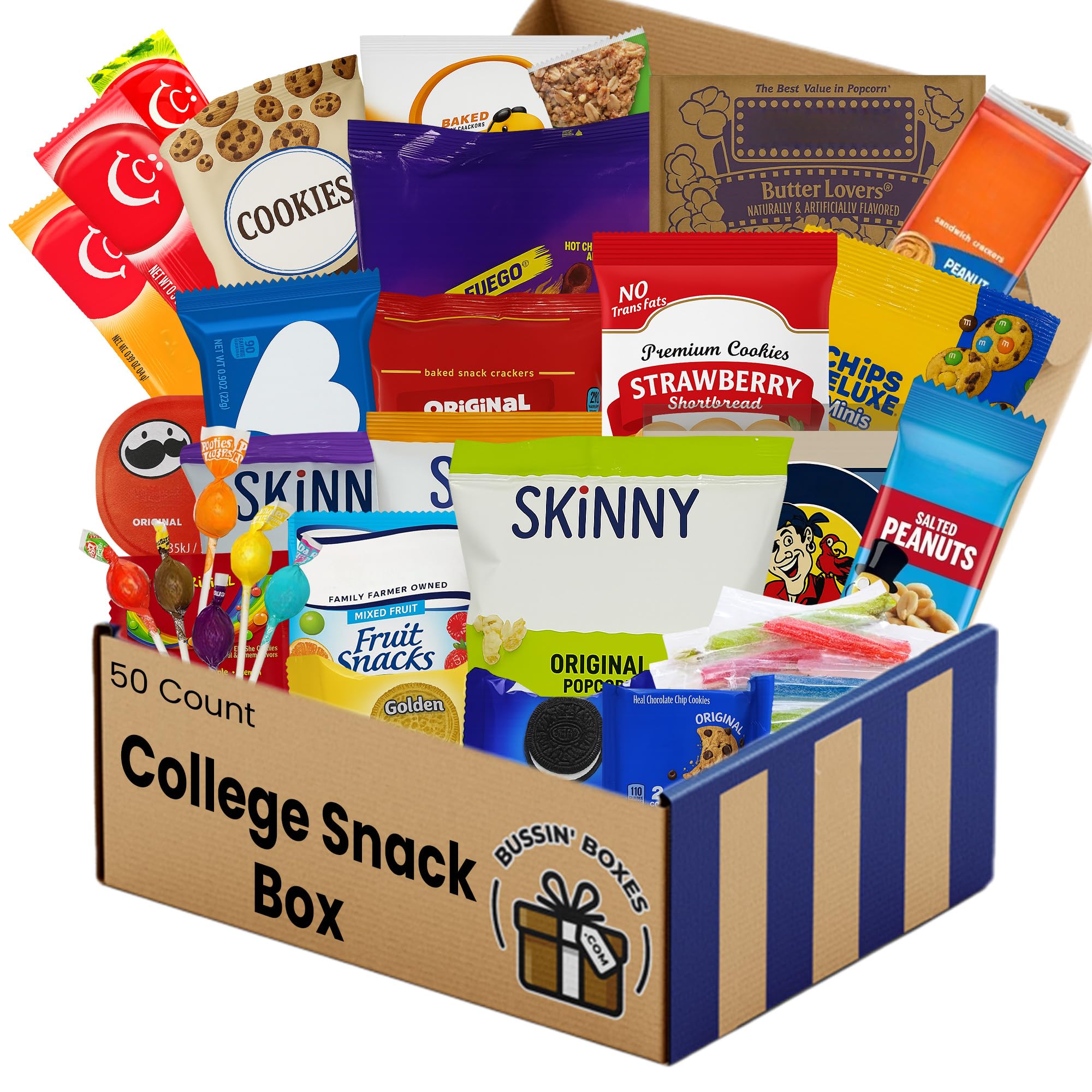 College Care Package and Dorm Survival Kit - Bulk Snack Box with 50 Individually Wrapped Snacks - Gift for Students, Teens, and Dorm Rooms Assembled