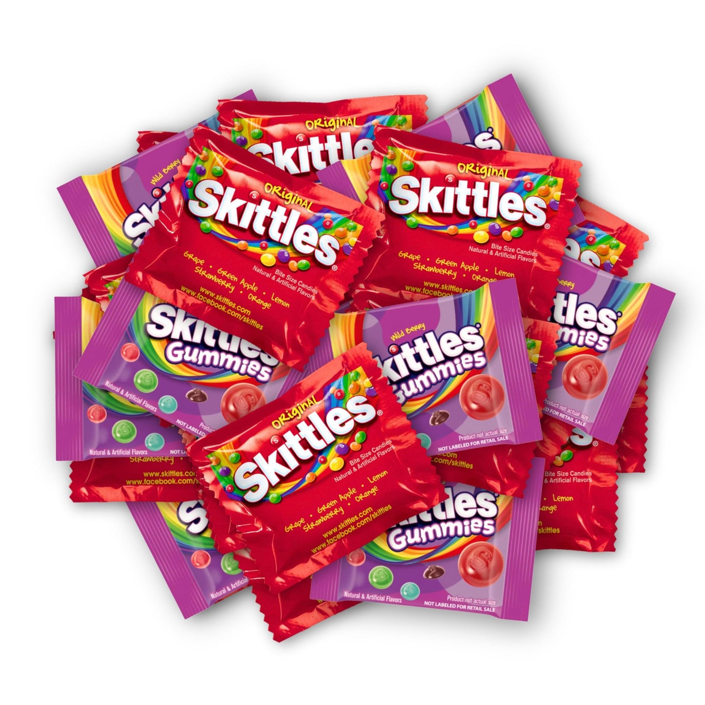 ASSORTIT X Skittles Collab Wild Berry Gummies & Original Flavor 1Lb Variety Candy Coated Fruit Chew Individually Wrapped Bulk Party Assortment 25+
