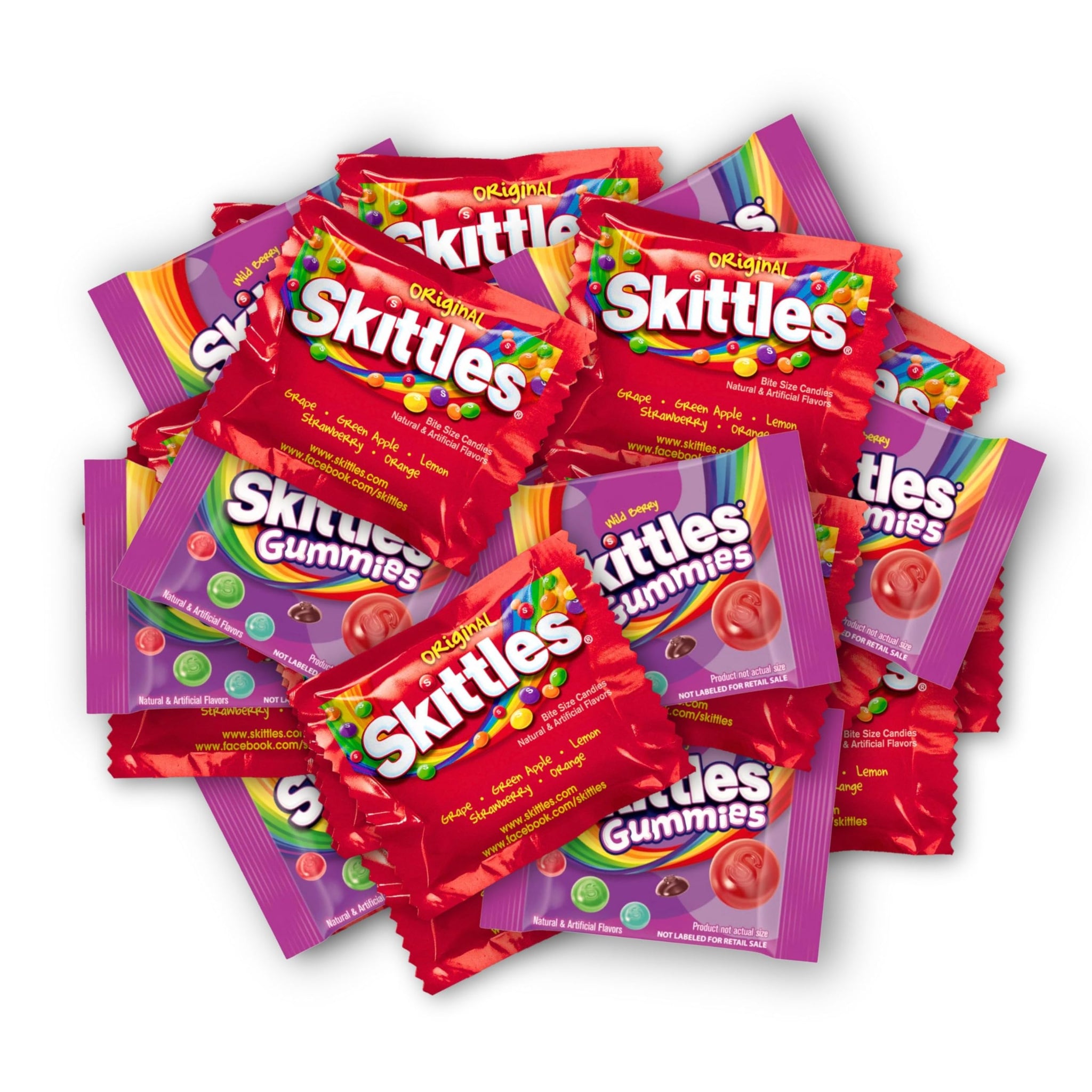 ASSORTIT X Skittles Collab Wild Berry Gummies & Original Flavor 1Lb Variety Candy Coated Fruit Chew Individually Wrapped Bulk Party Assortment 25+