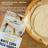Just About Foods Organic Heirloom White Corn Masa Harina 1lb