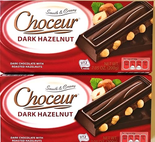 Choceur Dark Chocolate with Roasted Hazelnuts 7.05 oz (Pack of 2)